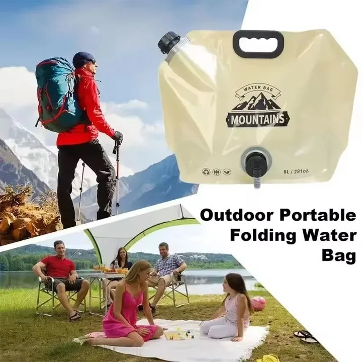 Luvikno | HydraPakx Sammenleggbar Vannbæreveske 8 L | Med Håndtak & Spout | For Camping, Fotturer & Utendørs