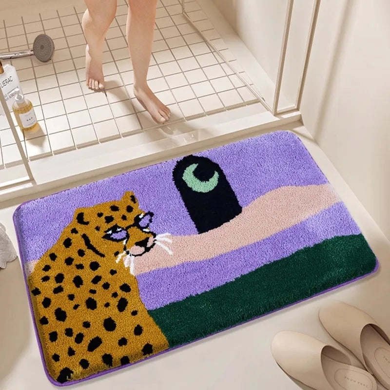 Leopard Under the Moon Fargerik Bade Matte | Luvikno