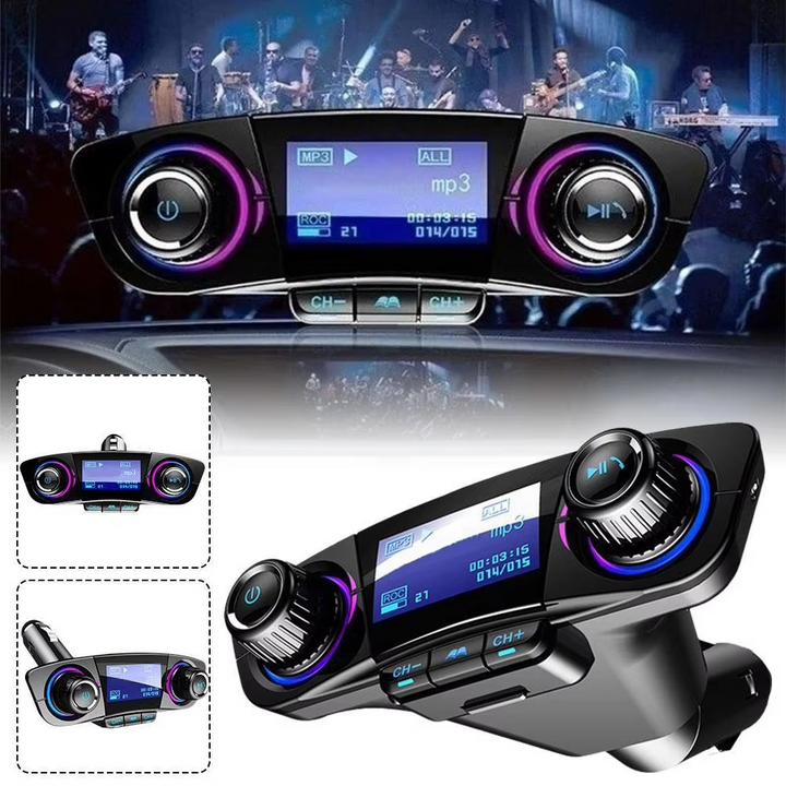 Bluetooth 5.0 Car FM transmitter with dual USB charger and LED display Luvikno