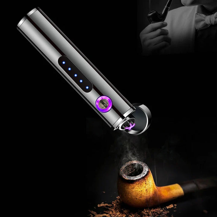 Voltrino Sylinder USB lighter | Dobbelt bue teknologi | Oppladbar & vindproof | Edelmetall hus for menn Luvikno
