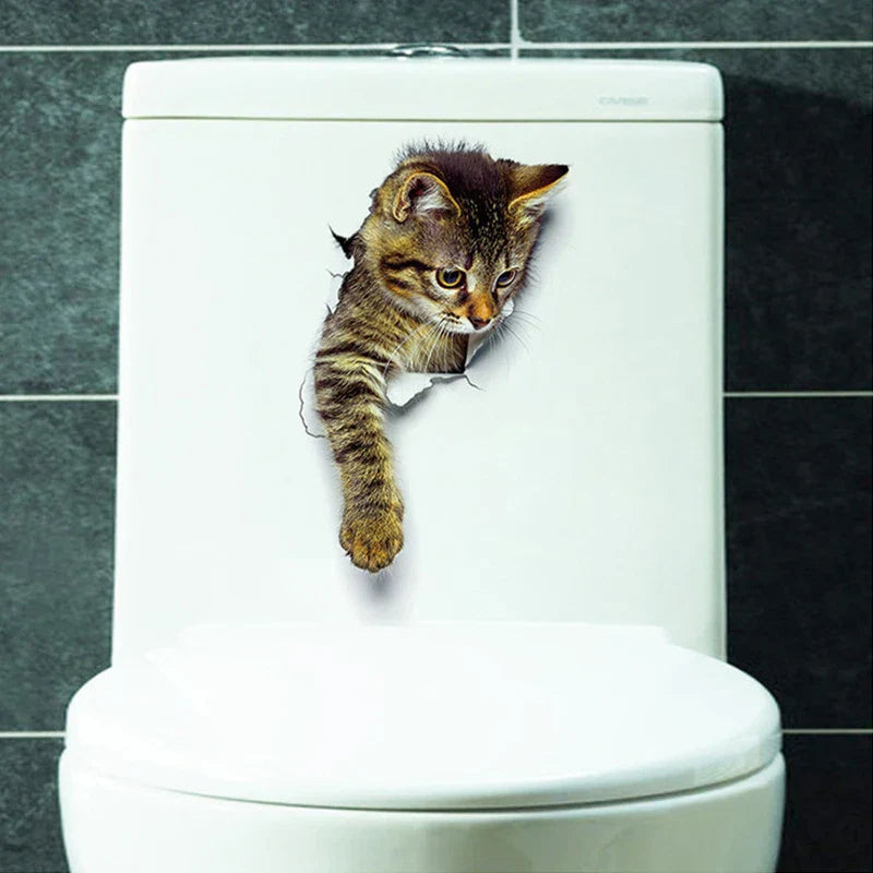 3D Toalettbeskytter Katt Klistremerke | Luvikno