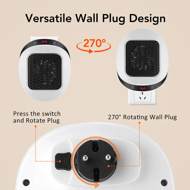 ThermoLux Mini Veggvarmer 600W | Kompakt Elektrisk Varmer med Fjernkontroll | Vegguttak Varmer med Termostat & Timer | Rask Varme på 3 Sekunder Luvikno