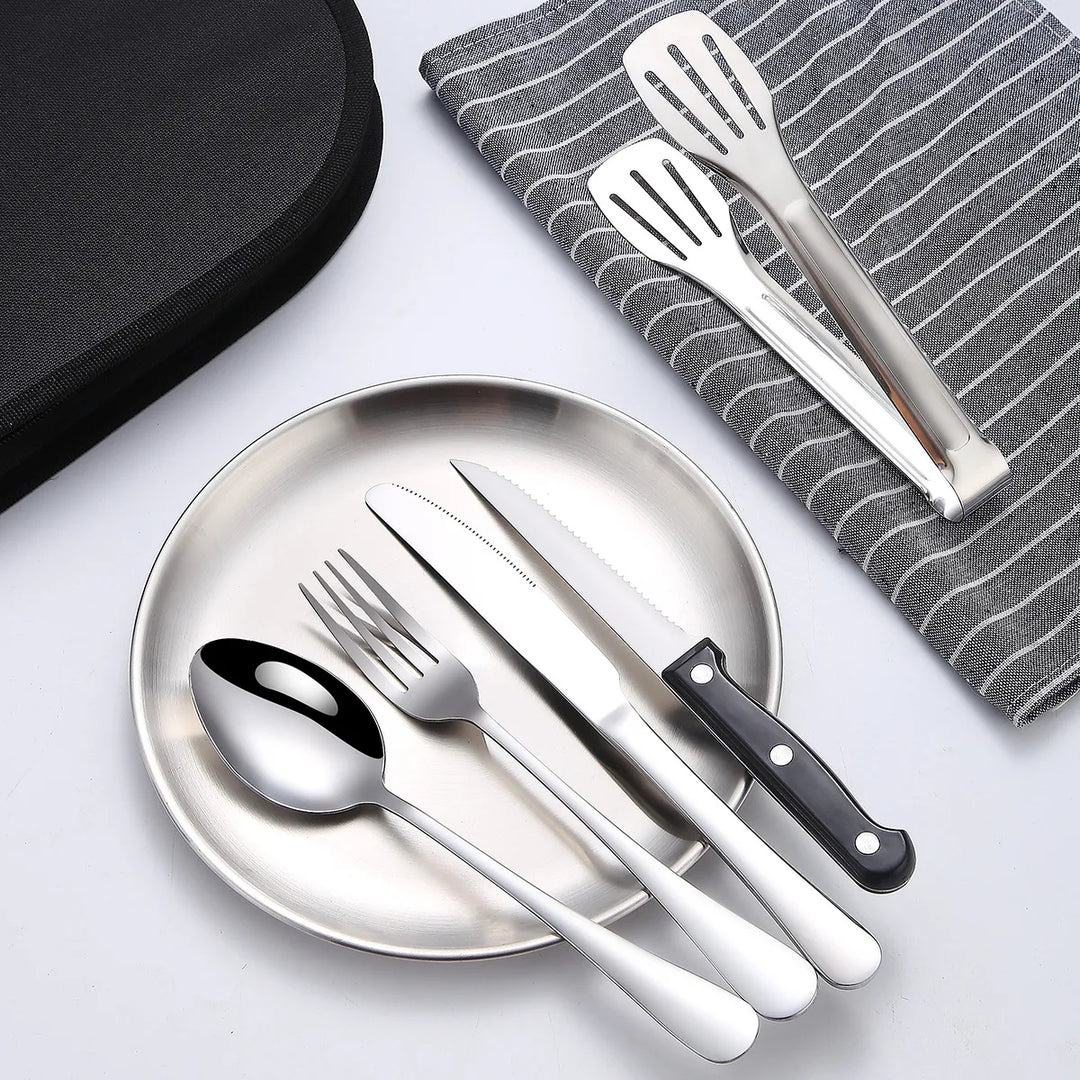 Luvikno | Camping bestikk sett Silviora Gear | 10/20-dels | Rustfritt stål | For utendørs, piknik & reise