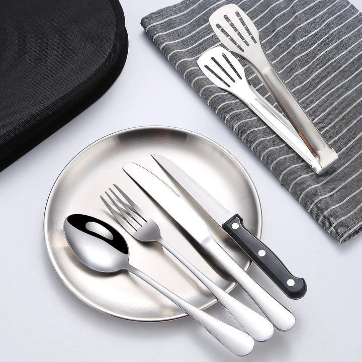 Luvikno | Camping bestikk sett Silviora Gear | 10/20-dels | Rustfritt stål | For utendørs, piknik & reise