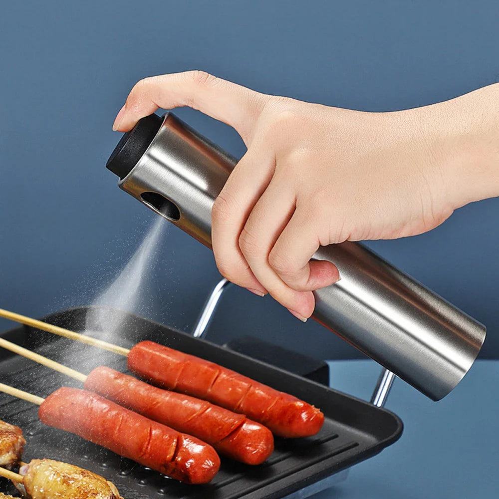 Luvikno | Oljesprayer CULINARA FineMist | 100 ml Rustfritt Stål Sprayflaske | For Olje, Eddik & BBQ | Påfyllbar & Fin Dosering