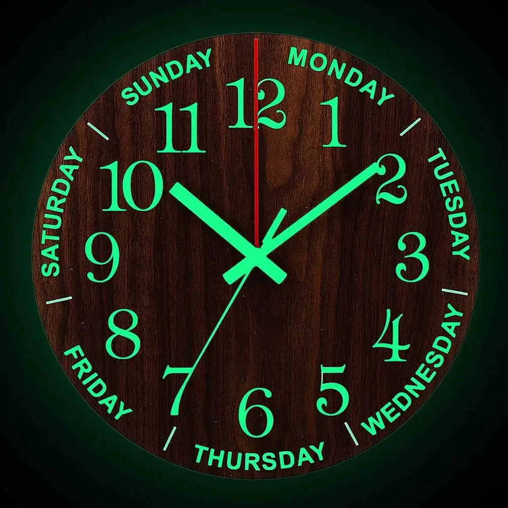 GlowClock – Luksus Treveggur med Nattlys Luvikno