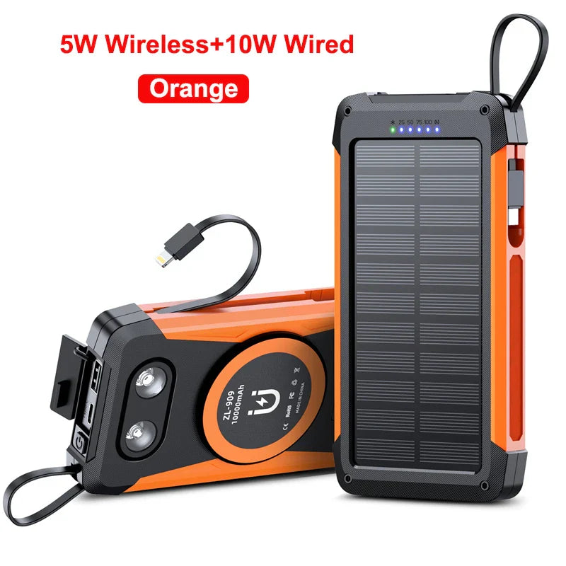 Luvikno | Voltaris MagCharge Solenergi Powerbank 10000mAh | Magnetisk Trådløs Lading | 22.5W Hurtigladefunksjon | Med Kabel & Lommelykt | For iPhone, Samsung & Co.