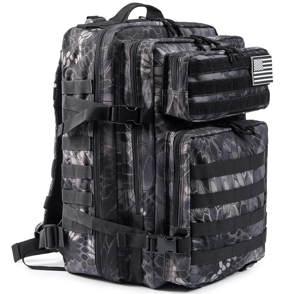 Luvikno | TACTICO45 45 L Utendørs Ryggsekk | Molle-System | 3-Dagers Kapasitet | Robust & Multifunksjonell – Svart/Khaki/Oliven