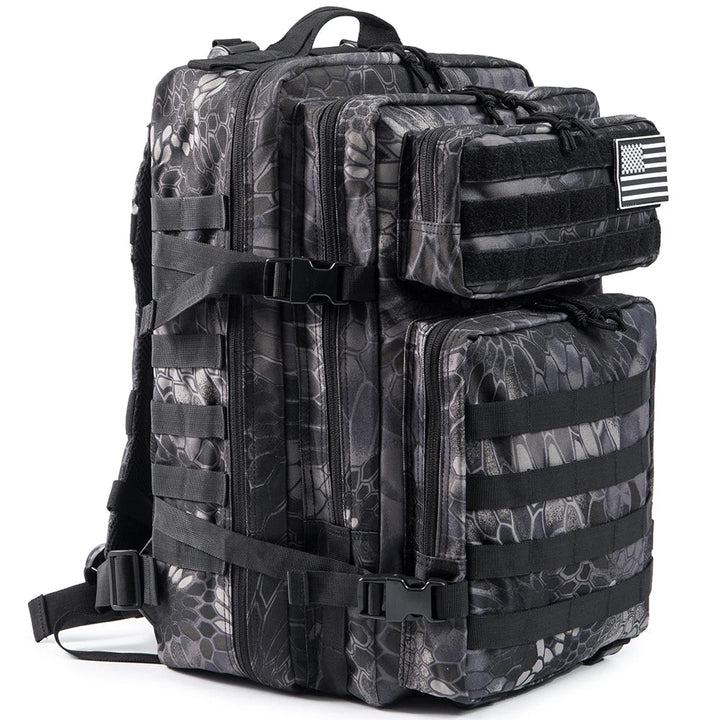 Luvikno | TACTICO45 45 L Utendørs Ryggsekk | Molle-System | 3-Dagers Kapasitet | Robust & Multifunksjonell – Svart/Khaki/Oliven