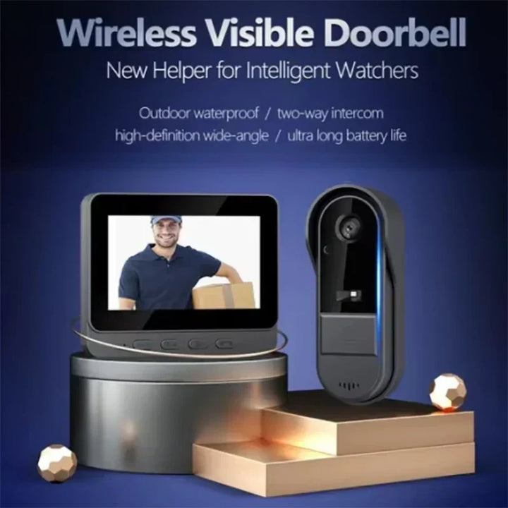 Luvikno | Trådløs video dørklokke med intercom og nattsyn HD – 4,3” IPS-display, vanntett