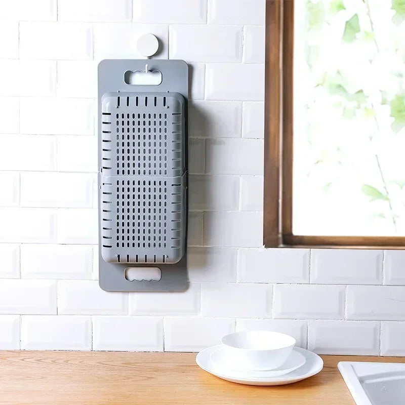 FlexDrain Dreneringskurv Kjøkken – Justerbar Kokedusjorganisator | Automatisk Drenering & Frukt Grønnsakstørrer | Plassbesparende Kjøkken Tilbehør | Luvikno