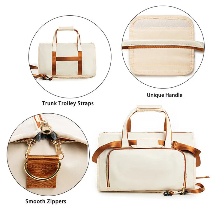 Luvikno | Voyatura FlexPack | Sammenleggbar reiseveske med dressrom | 53 L | 3-i-1 ryggsekk, skulderveske & duffelveske