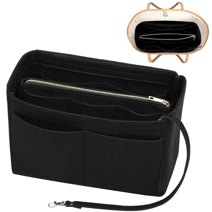 Luvikno | TaschenLuxe Organizer Inlay | Filtinnsats med glidelås | 15 lommer & nøkkelstropp | For håndvesker & shoppingposer