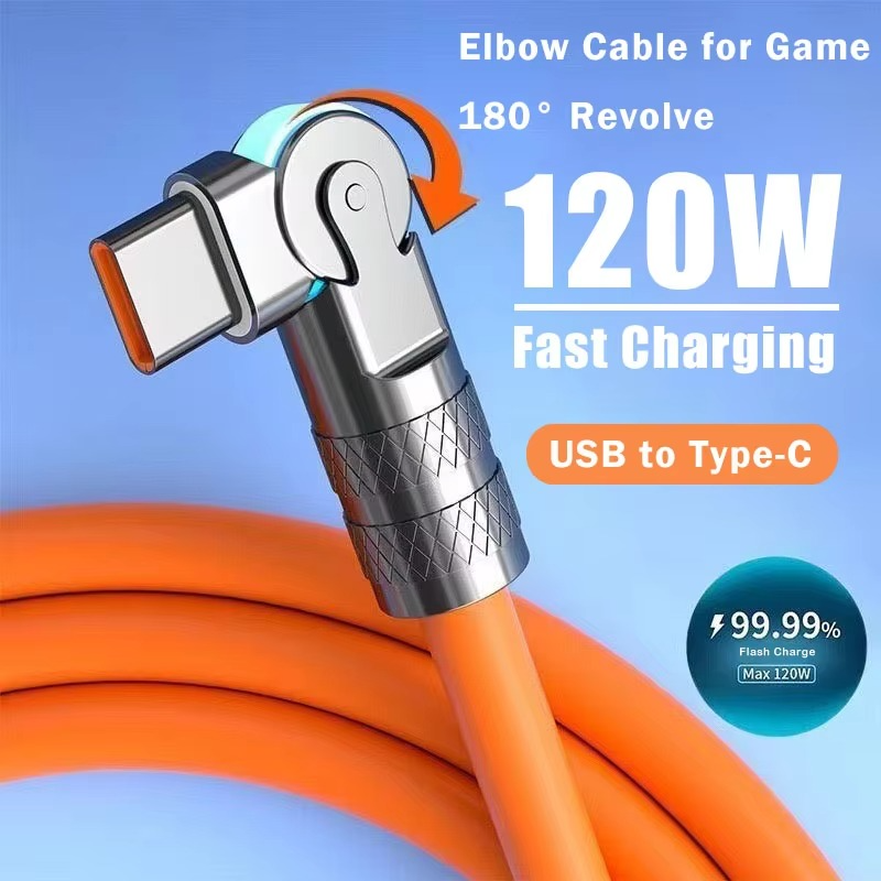 Ultra-Nettbar 180° Roterende USB-C Hurtiglader Kabel for Spill-telefoner Luvikno