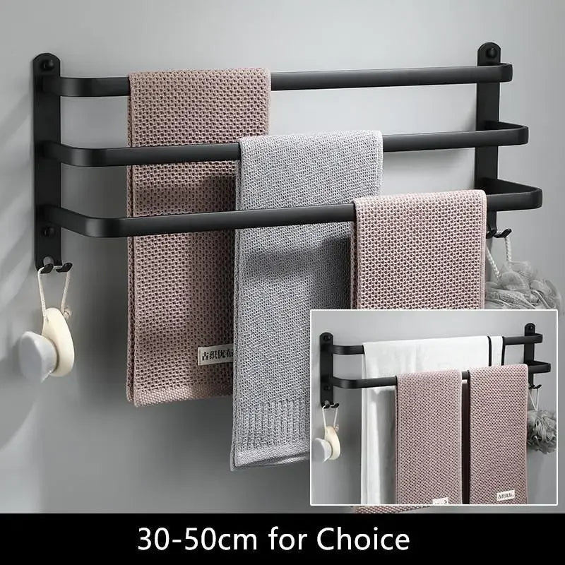 Fester Håndkleholder - Svart Aluminium | Skruefeste Luvikno