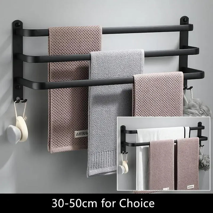Fester Håndkleholder - Svart Aluminium | Skruefeste Luvikno