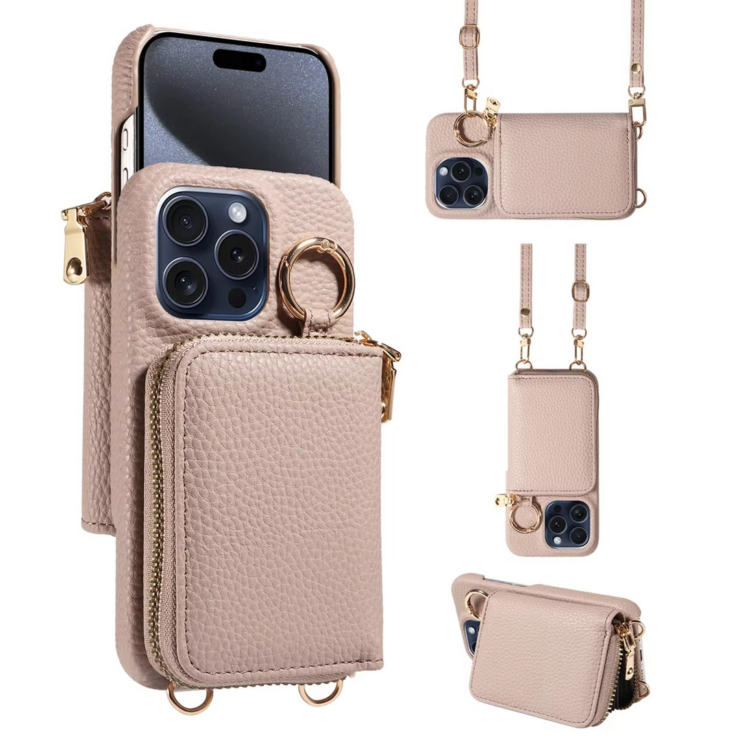 Premium lær Multi-Function iPhone-deksel med anti-degauss beskyttelse Luvikno