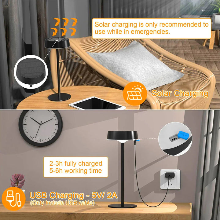 Luvikno | Solvella Soltable lampe LED | Dimmbar & trådløs | 3 lysfarger | IP65 vanntett for inne- og utendørs