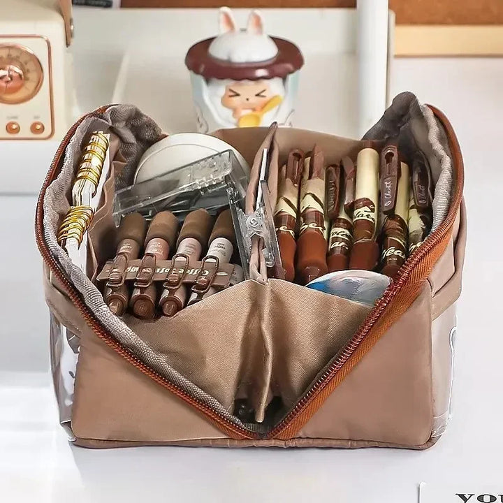 Luvikno | Blyantetui KIDZORA CrystalBag | Gjennomsiktig og Allsidig | 10-lommers design | Stor kapasitet for skole og fritid