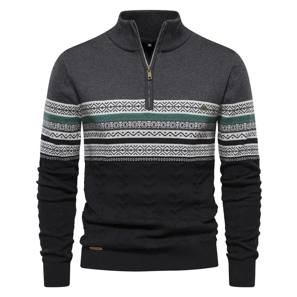 Luvik | Sweatshirt - Herre retro-mønstret collegegenser med behagelig og unik design