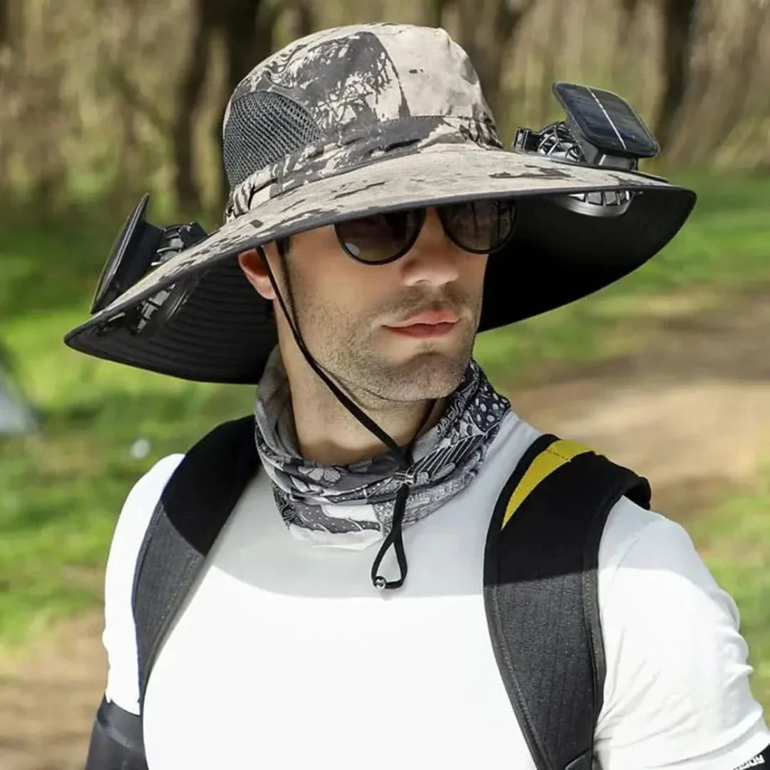 Solar Fan Fiskerhatt - Solenergi & USB-lading | Luvikno