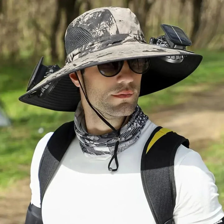 Solar Fan Fiskerhatt - Solenergi & USB-lading | Luvikno
