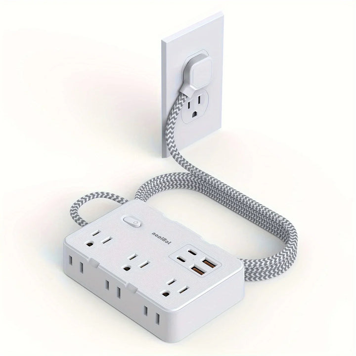 Smart home strømledning med USB hurtigopplading | US-plugg AC-utgang med vevd forlengelseskabel og nettverksfilter | Luvikno