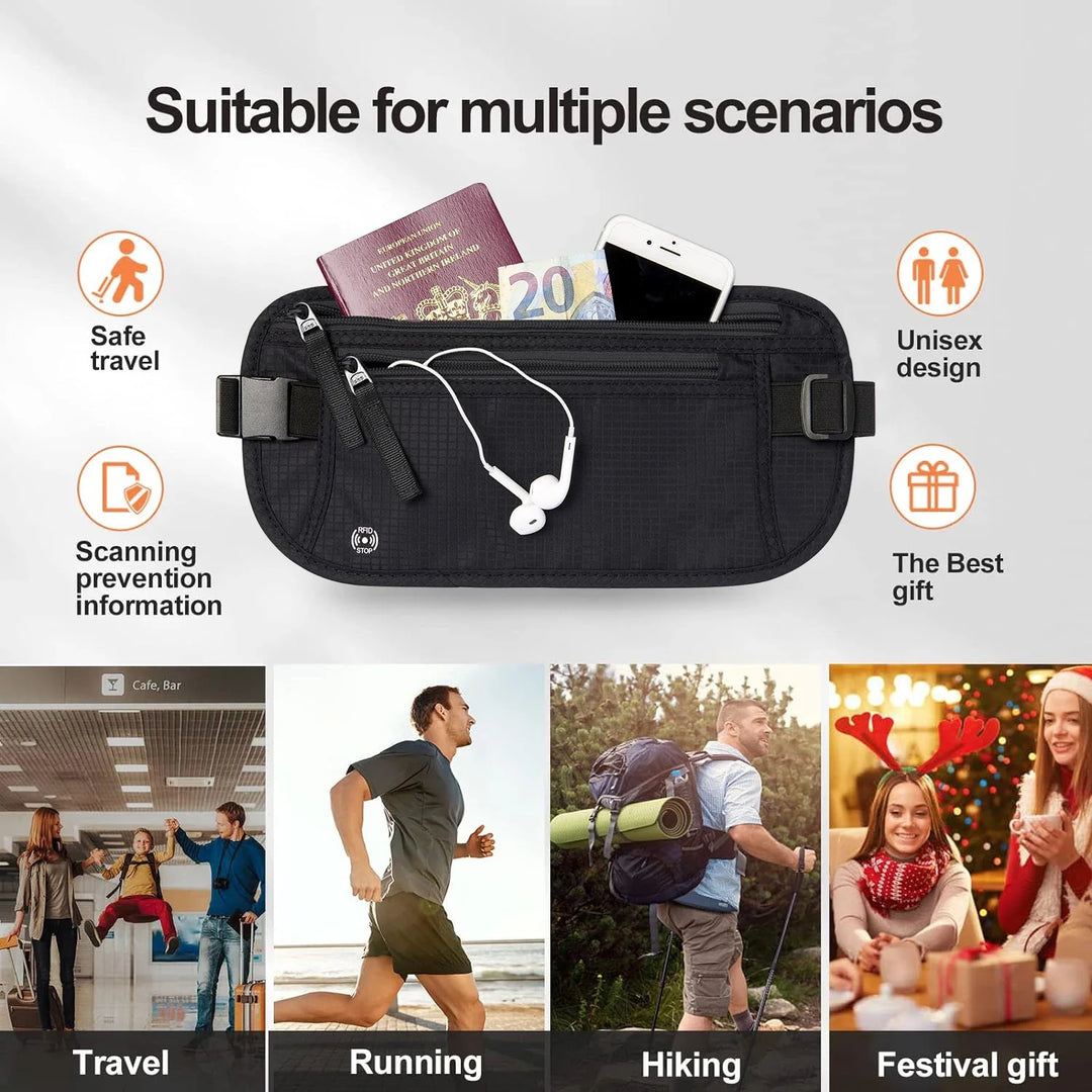 Luvikno | SafeTraveler Midjeveske | RFID Beskyttelse | Skjult Sikkerhetslomme | For Menn & Kvinner