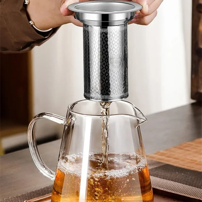 Luvikno | 450ml-950ml Varmeresistent Glass Teapot – Rustfritt Stål Tefilter, Blomsterkjele for Kung Fu Te, Puer og Oolong Te