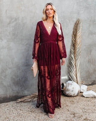 Luvik | Makal mekko with lace and slit