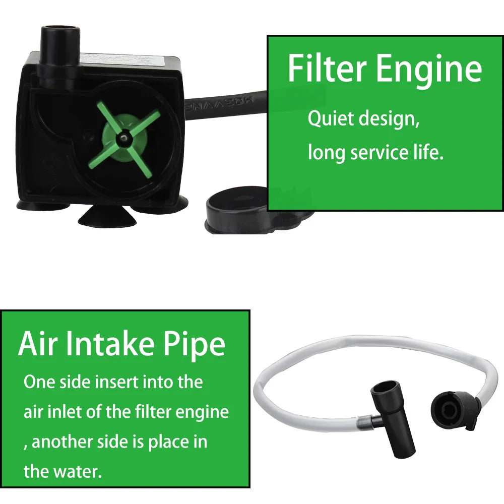 Luvikno | AquaThero Vannfilterpumpe for Akvarier | Nedsenkbar Pumpe med Filter & Oksygentilførsel | For Søt- & Saltvann | EU Plugg