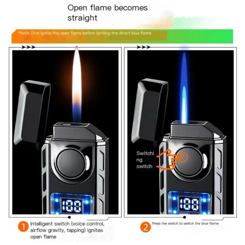 Stemmeaktivert USB Fargerik Dobbel Flamme Lighter | Luvikno