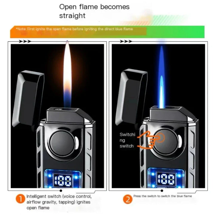 Stemmeaktivert USB Fargerik Dobbel Flamme Lighter | Luvikno