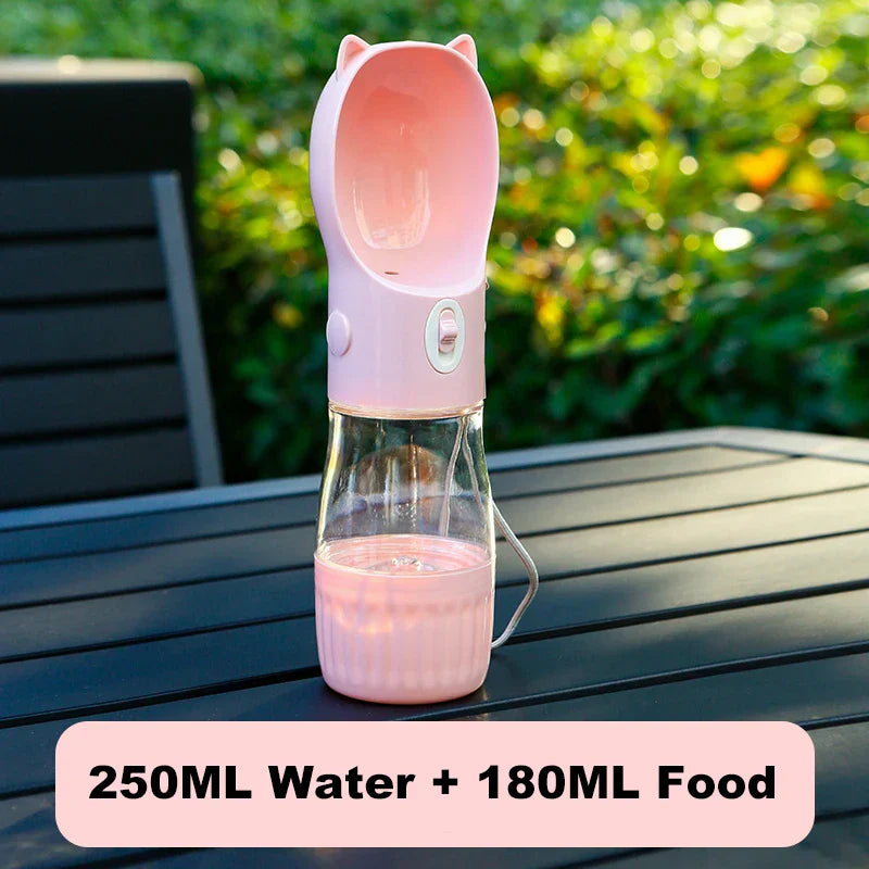 Luvikno | PetHydra Duo Dog Water Bottle with Food Bowl | 2-in-1 Outdoor Dispenser | For Small & Large Dogs & Cats