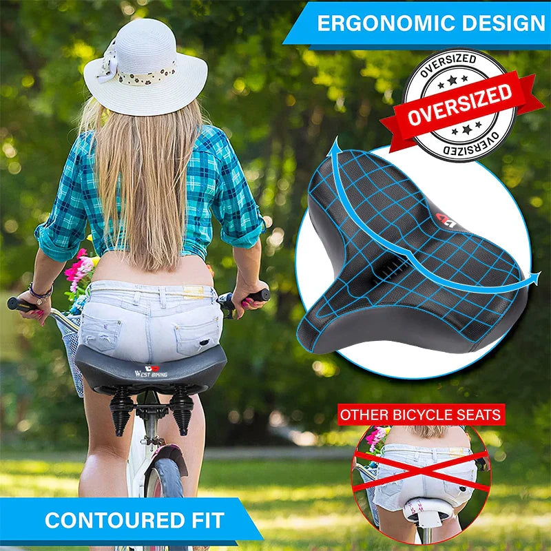 Luvikno | Komfortabel Ergonomisk Sykkelsete med Bredde Puter for Langdistanse Sykling – Kompatibel med MTB, E-Sykler og Mer