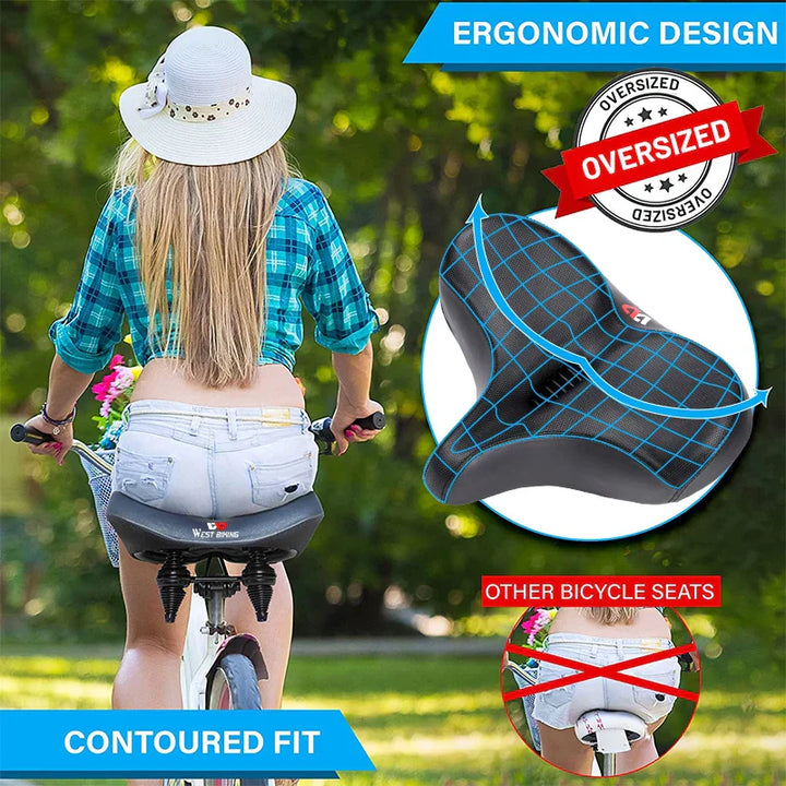Luvikno | Komfortabel Ergonomisk Sykkelsete med Bredde Puter for Langdistanse Sykling – Kompatibel med MTB, E-Sykler og Mer