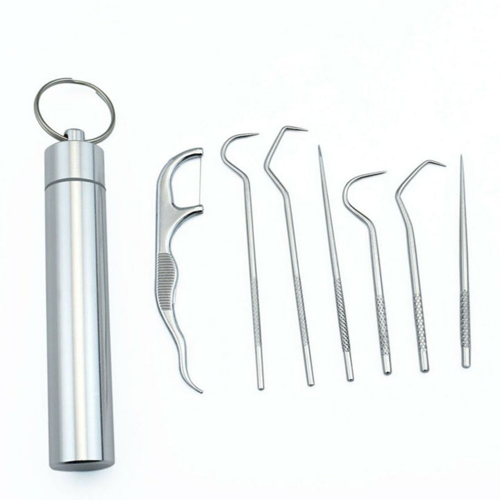 Clean Pick - 7-delt rustfritt stål tannpirker-sett | Luvikno