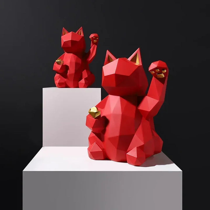 Nordic Minimalisme Geometri Lykke Katt Statuer | Luvikno