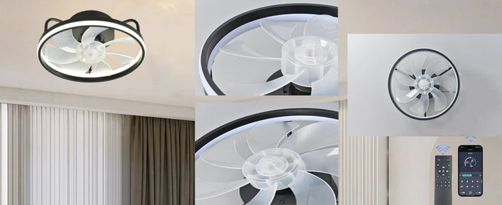 Moderne LED Taklampe Vifte med DC-motor - 6 Hastigheter, Timer, Lav Etasje Loftsvifte, Fjernkontroll Dekorativ Lys | Luvikno