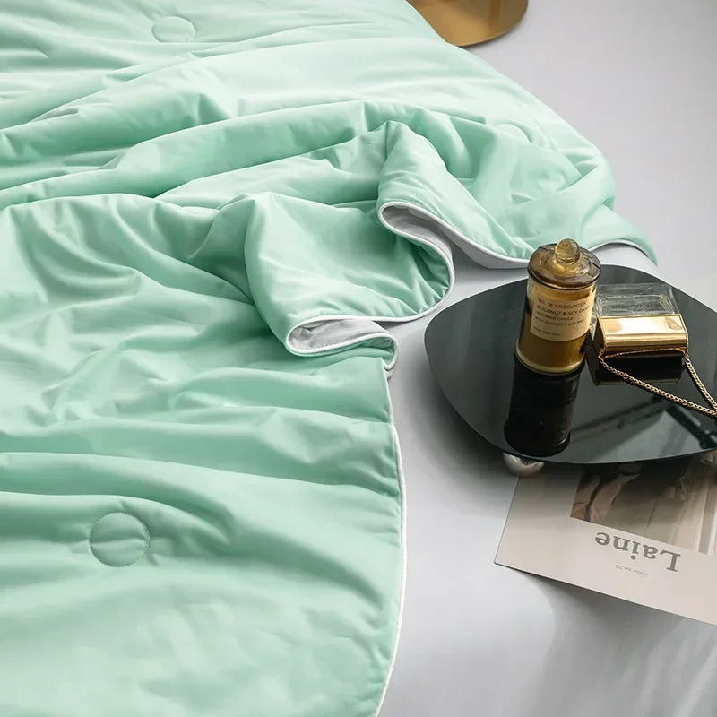 Air Condition Sommer Komforter — Ren Farge Is Silke Kjøleteppe, Lett & Glatt Twin/King Størrelse Quilt | Luvikno