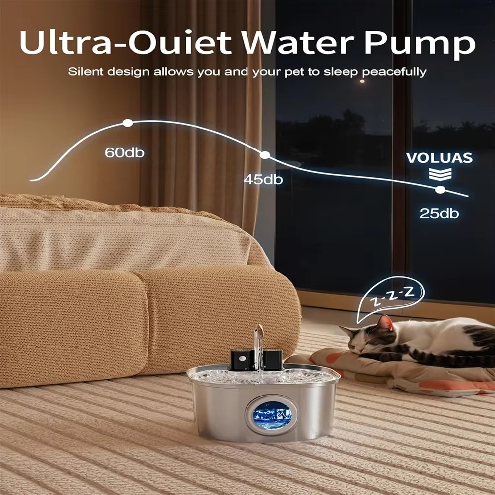 Store kapasitets automatisk pet hydrasjonsstasjon med USB-lading og smart sensor Luvikno