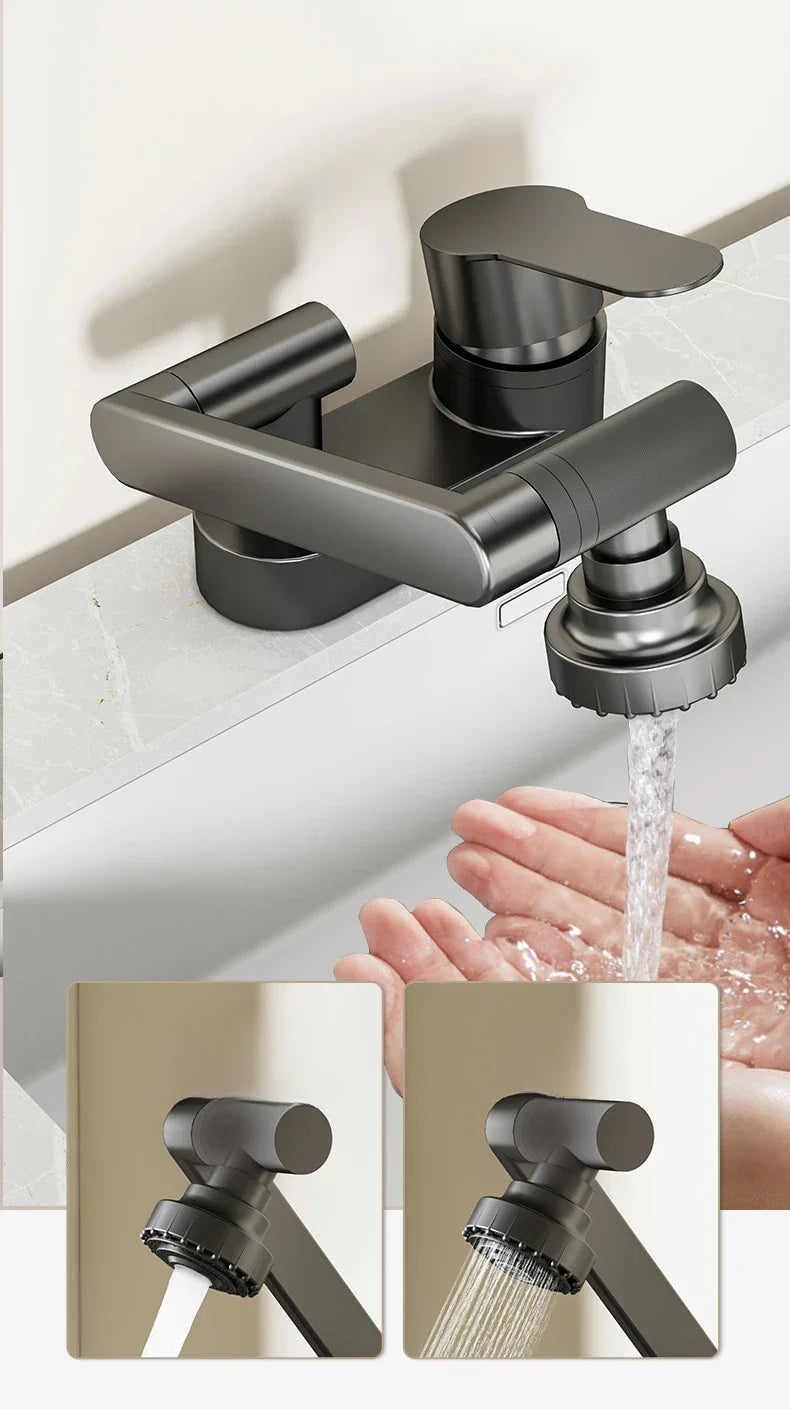 Aqua Twist Duo-Flex Servantbatteri – 360° svingende to-hulls blandebatteri for varmt og kaldt vann Luvikno