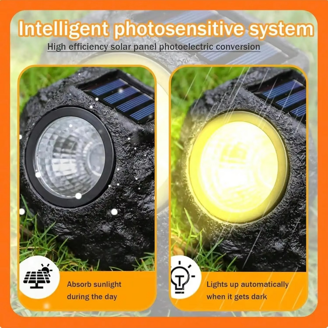 Solar-Powered LED Stone Spotlight for Outdoor Landscaping Luvikno