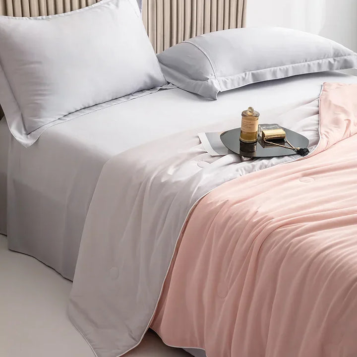Air Condition Sommer Komforter — Ren Farge Is Silke Kjøleteppe, Lett & Glatt Twin/King Størrelse Quilt | Luvikno