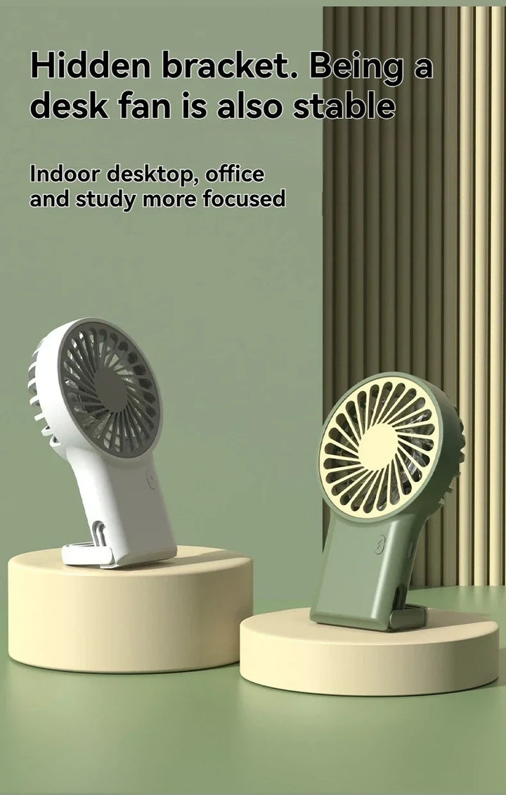 Ny sammenleggbar USB-ladbar mini-vifte | Håndholdt skrivebordsvifte med tegneserie-design og krok for utendørs, hjemme- og kontorbruk | Luvikno