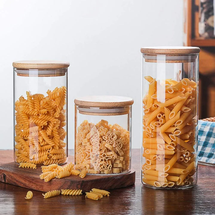 PureVorrat Glass Container Set – Oppbevaringskrukker med Trellokk | Tett og Stilfull | Moderne Kjøkkenoppbevaring | Luvikno