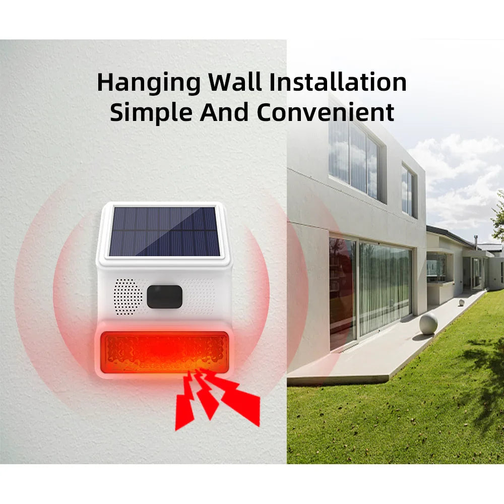 Luvikno | Solar-External Siren Securon 433S | 433 MHz Trådløs Alarmmodul med Lys & Lyd | For GSM/WiFi Alarmsystemer | Solcelledrevet & Værbestandig