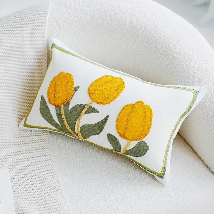 Grønn & Rosa Tulipan Broderi Putetrekk | Luvikno