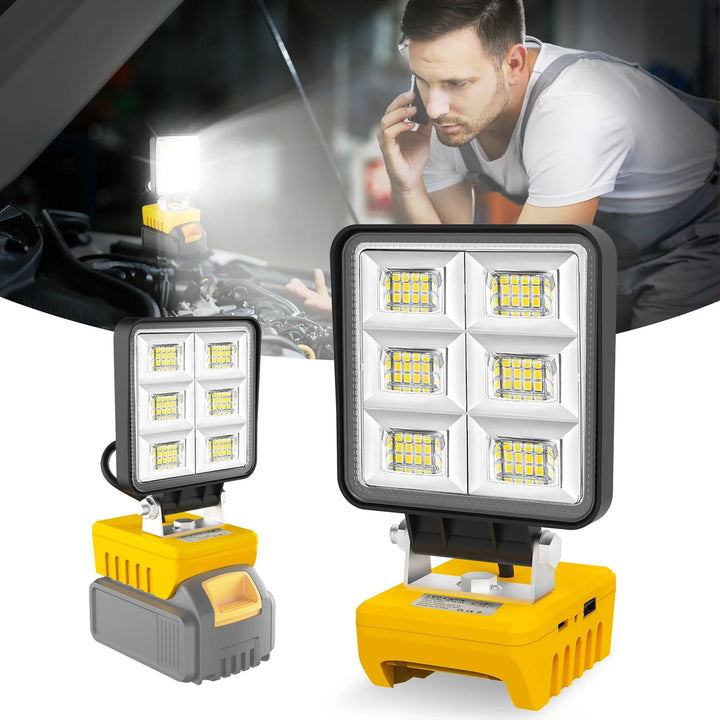 Luvikno | PowerLuma 48 LED Arbeidslys | 48W Batterikonstruksjonsspotlight | 5200 Lumen | USB-C Laderport | For DeWalt Batterier (uten batteri)