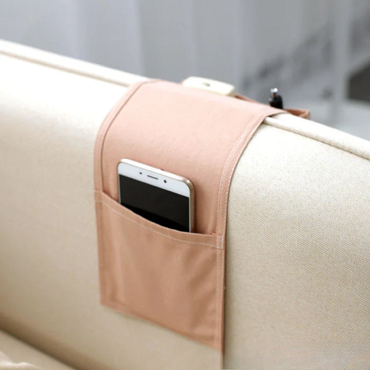 Luvikno | Restivo Seng Organizer laget av bomull-linn | Hengende oppbevaring med lommer | For fjernkontroller, bøker og tilbehør – ca. 30×20×10 cm